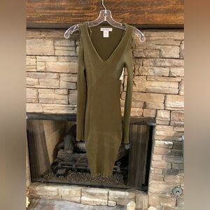 SAY WHAT -Charlotte Russe army green ribbed sweater body con dress